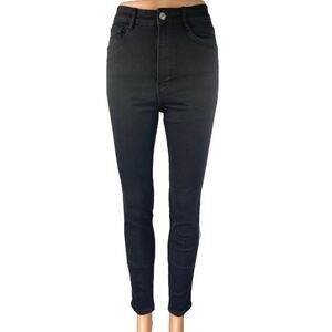 Zara Women's Black High Waisted Cropped Casual Cotton Skinny Denim Jeans Size 6